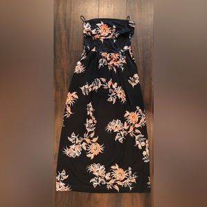 Grace Karin Strapless Maxi Dress with Pockets Orange/Black Size Med